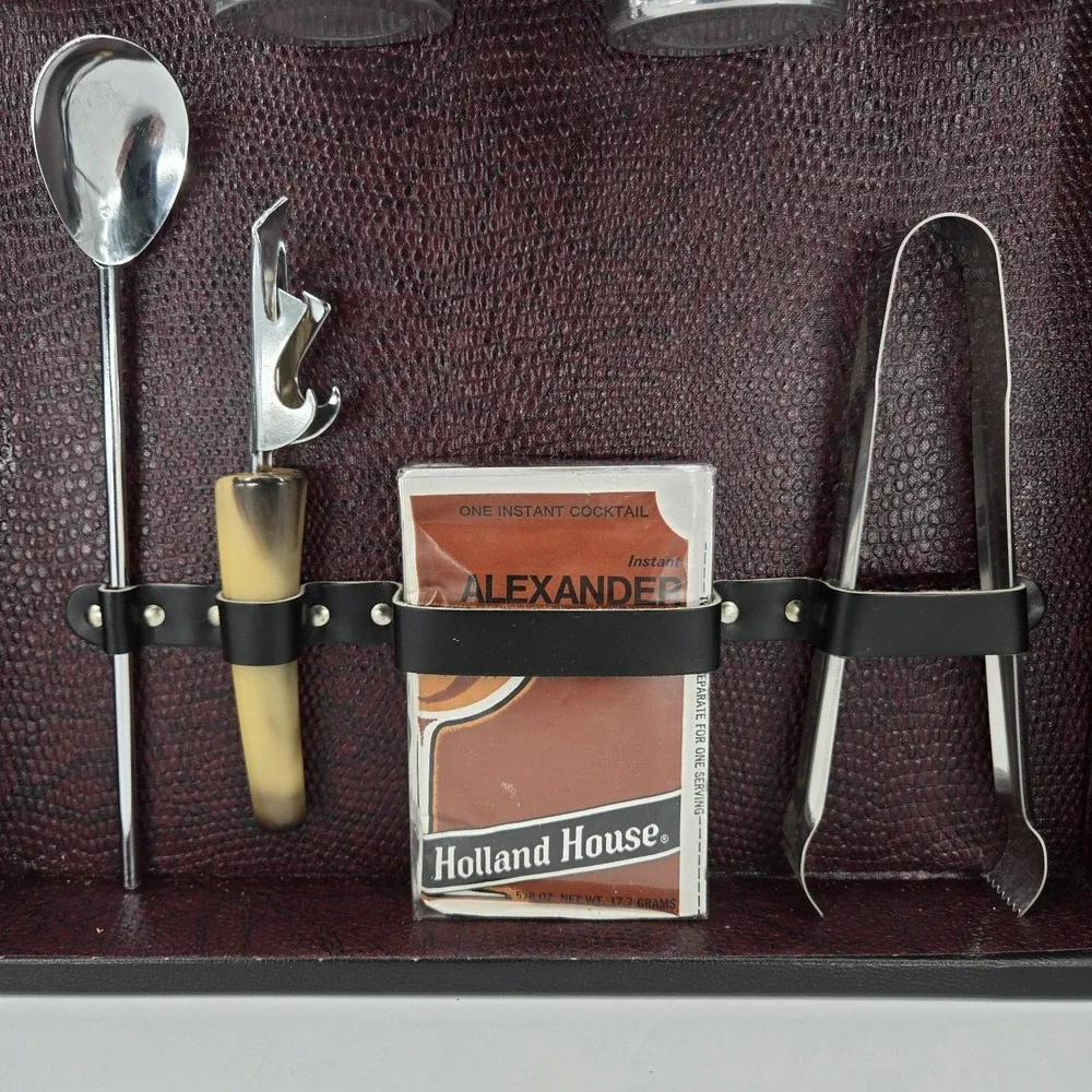Londonaire Portable Pub Vintage 1960s Travel Bar Set Bakelite Shaker Key MCM